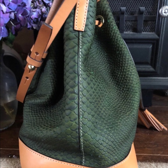 Dooney & Bourke Python Embossed Drawstring Satchel - Picture 4 of 8